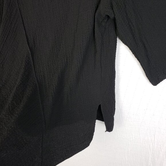 KIYO Asymmetrical Tunic Top Lagenlook Cowl Neck Black 3/4 Sleeve size M Relaxed - Picture 12 of 12
